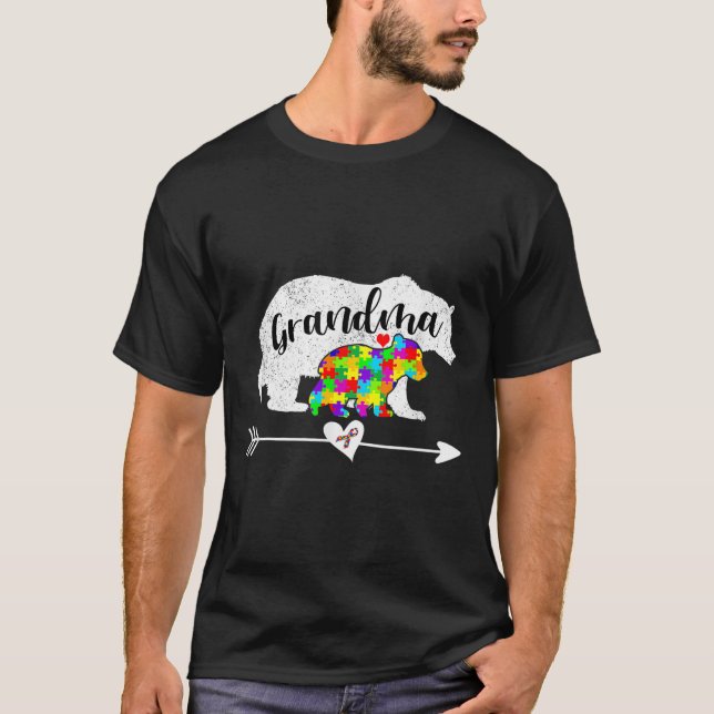 Autism Awareness Grandma Bear Support Autistic Adu T Shirt (Framsida)