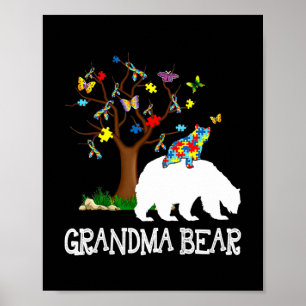 Autism Awareness Grandma Bear Support Autistic Poster