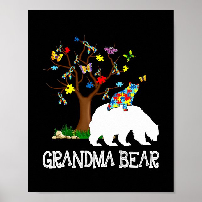 Autism Awareness Grandma Bear Support Autistic Poster (Framsidan)