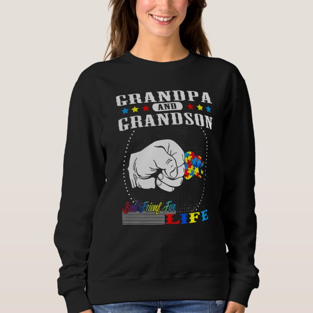 Autism Awareness Grandpa Grandson Best Friend for  T Shirt (Framsida)