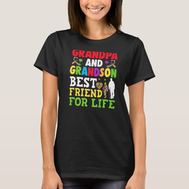 Autism Awareness Grandpa Grandson Best Friend för T Shirt (Framsida)