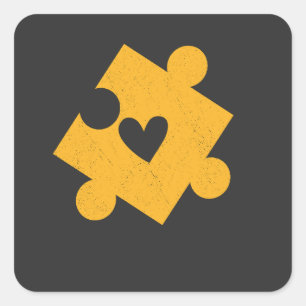 Autism Awareness gult Puzzle Biet Pocket Fyrkantigt Klistermärke