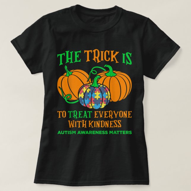 Autism Awareness Halloween Fall oktozzle Pum T Shirt (Design framsida)