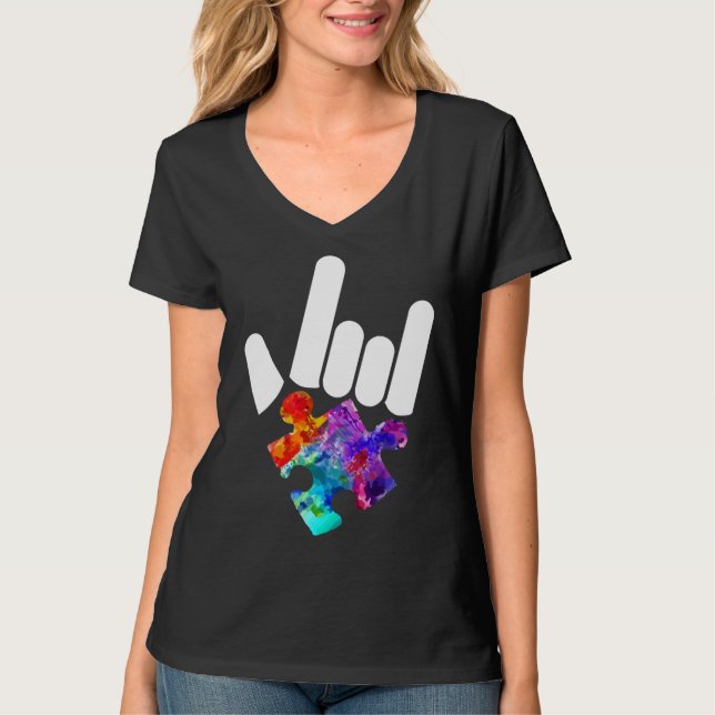 Autism Awareness Hand Sten amp Roll Puzzle Biet T Shirt (Framsida)