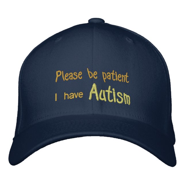 Autism Awareness Hat med namn och mobil på baksida Broderad Keps (Framsida)