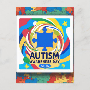 Autism Awareness Heart April månad Vykort