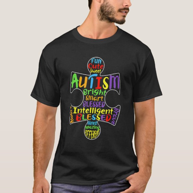 Autism Awareness Heart Blessed Men Women Kids Chil T Shirt (Framsida)