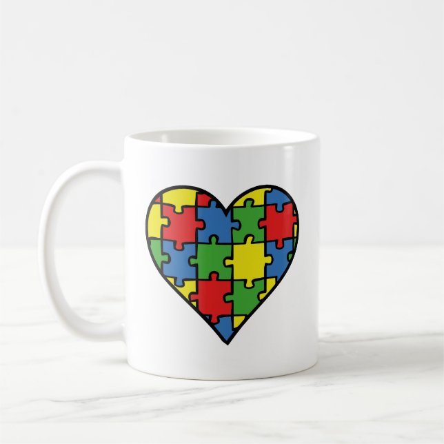 Autism Awareness Heart Coffee Mugg (Vänster)
