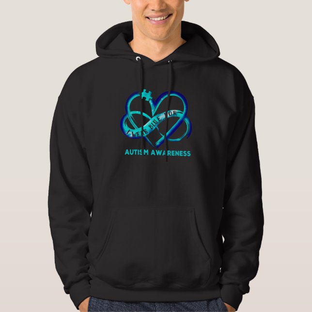 Autism Awareness Heart I Wear Blue For Autism Awar Hoodie (Framsida)