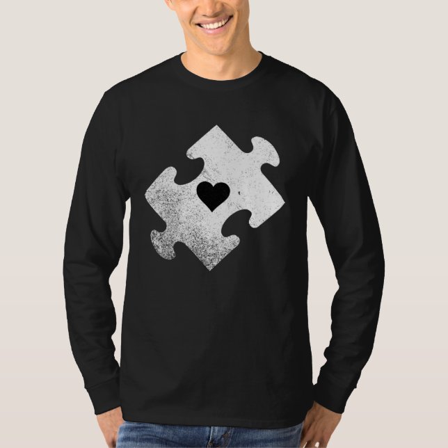 Autism Awareness Heart Jigsaw Puzzle T Shirt (Framsida)