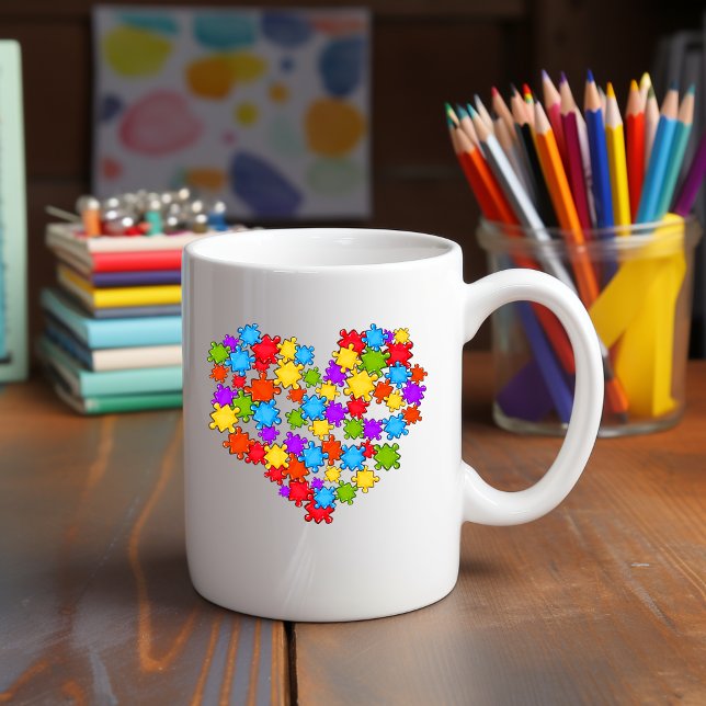 Autism Awareness Heart Mugg (Skapare uppladdad)