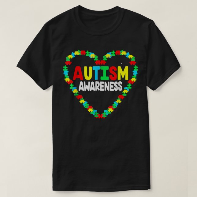 Autism Awareness Heart Puzzle Biet Support Autist T Shirt (Design framsida)