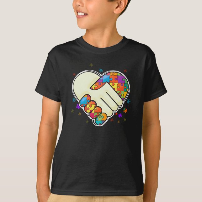 Autism Awareness Heart Puzzle Biet Valentineser T Shirt (Framsida)