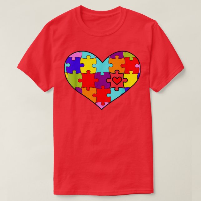 Autism Awareness Heart Puzzles Cute T Shirt (Design framsida)