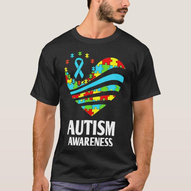 Autism Awareness Heart Support Autistic Monme Vome T Shirt (Framsida)