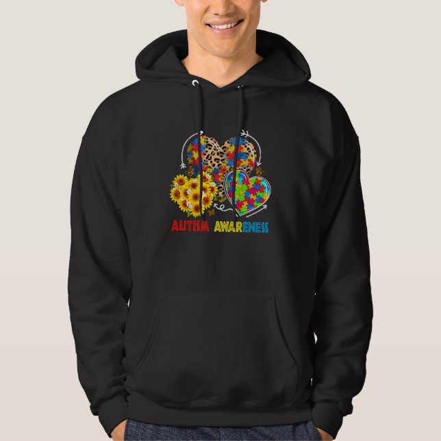 Autism Awareness Hearts Leopard Autism Life Womens Hoodie (Framsida)