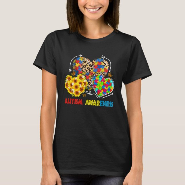 Autism Awareness Hearts Leopard Autism Life Womens T Shirt (Framsida)