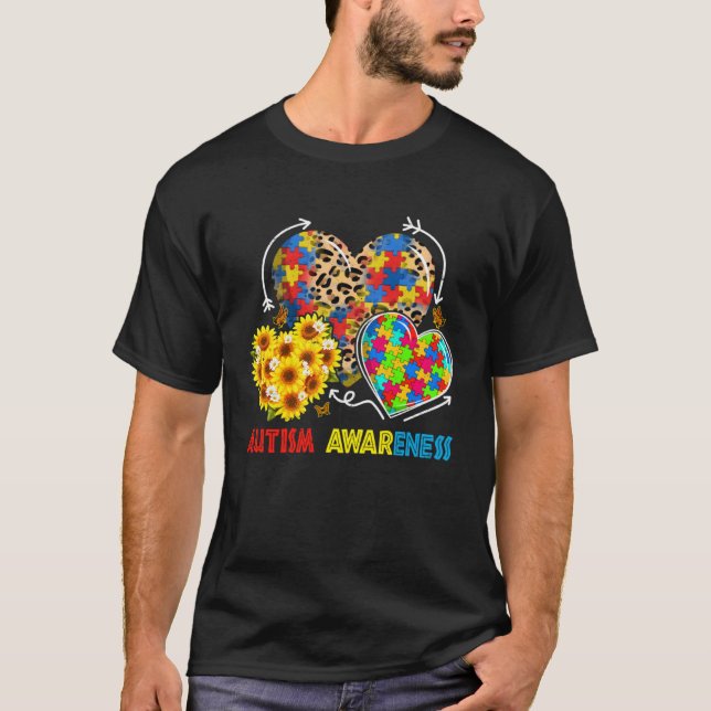 Autism Awareness Hearts Leopard Autism Life Womens T Shirt (Framsida)
