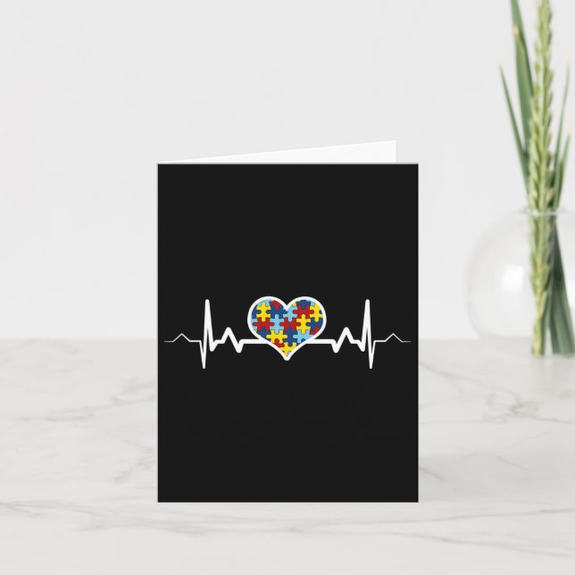 Autism Awareness - Heartslag Puzzle Autistic Pride Kort (Framsida)
