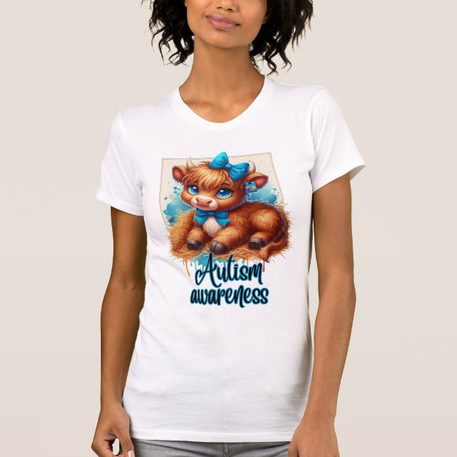 Autism Awareness Highland Cow Shirt T (Framsida)