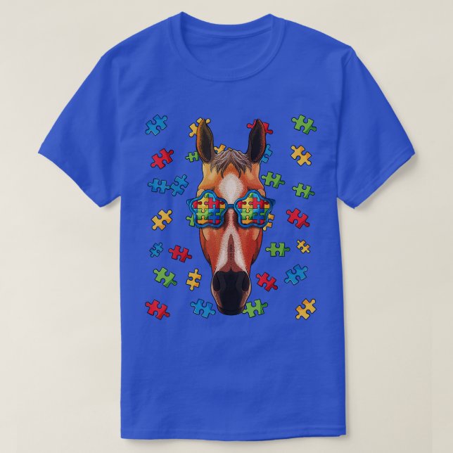 Autism Awareness Horse Puzzle Sunglasses Autistic T Shirt (Design framsida)