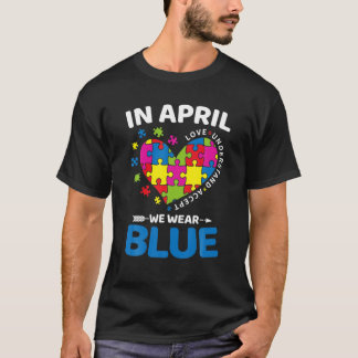 Autism Awareness i april Vi Bäror Blue Heart Puzzl T Shirt