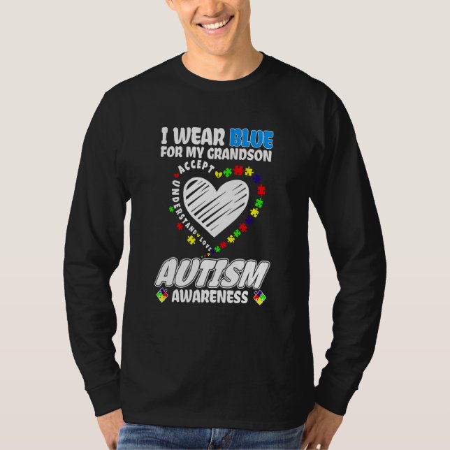 Autism Awareness I Bära Blue för Min morson T Shirt (Framsida)