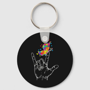 Autism Awareness I Kärlek Du ASL Hand Sign Languag Nyckelring