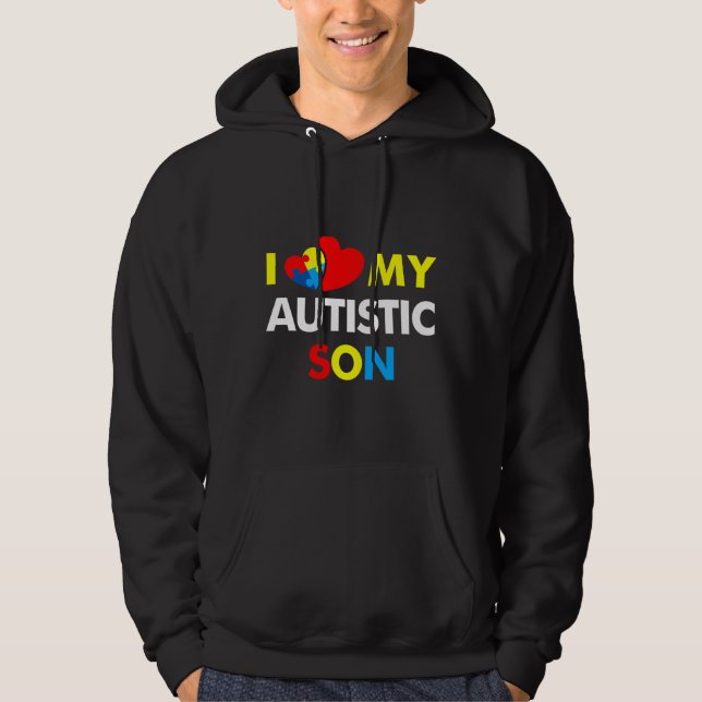 Autism Awareness I Kärlek Min autistiska son Hoodie (Framsida)