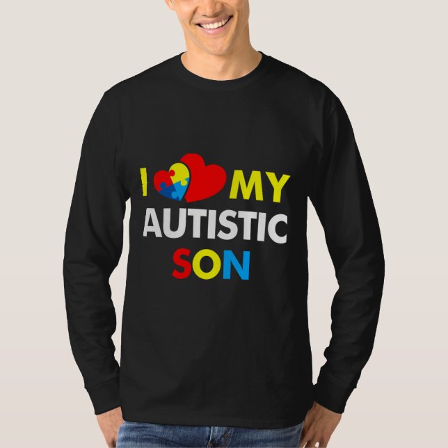 Autism Awareness I Kärlek Min autistiska son T Shirt (Framsida)