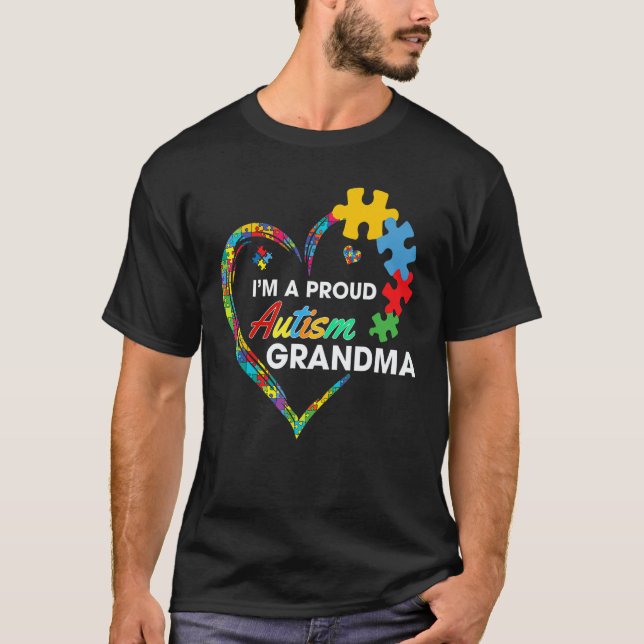 Autism Awareness  I m A Proud Grandma Love Puzzle  T Shirt (Framsida)