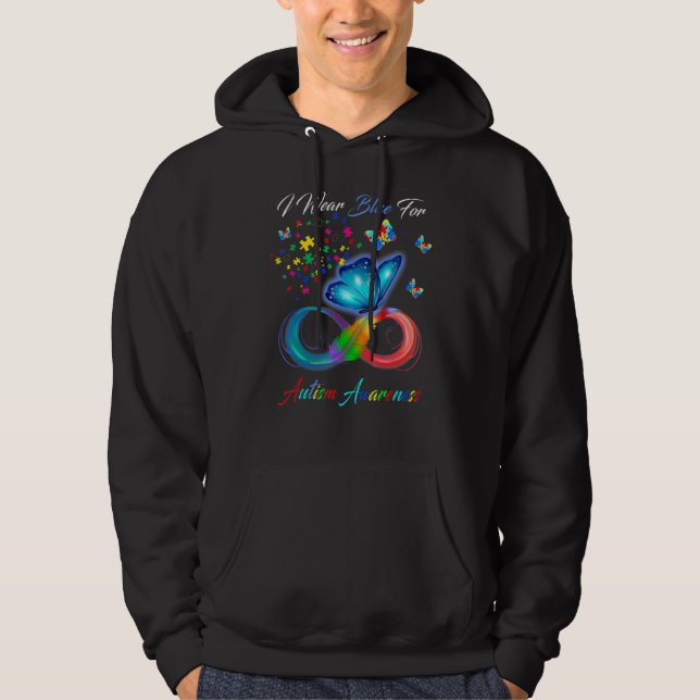 Autism Awareness   I Wear Blue For Autism Awarenes Hoodie (Framsida)