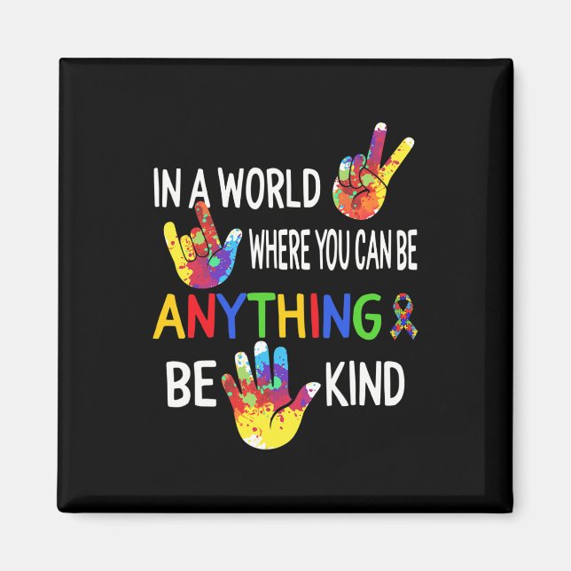 Autism Awareness in World BE Kinart ASL Language P Magnet (Framsidan)