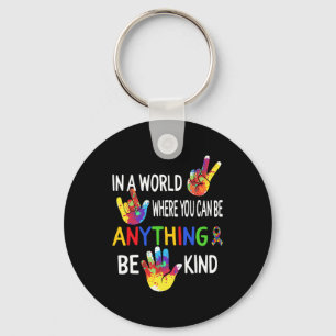 Autism Awareness in World BE Kinart ASL Language P Nyckelring