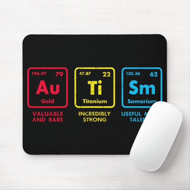 Autism Awareness Inslag Periodic Bord Musmatta (Med mus)