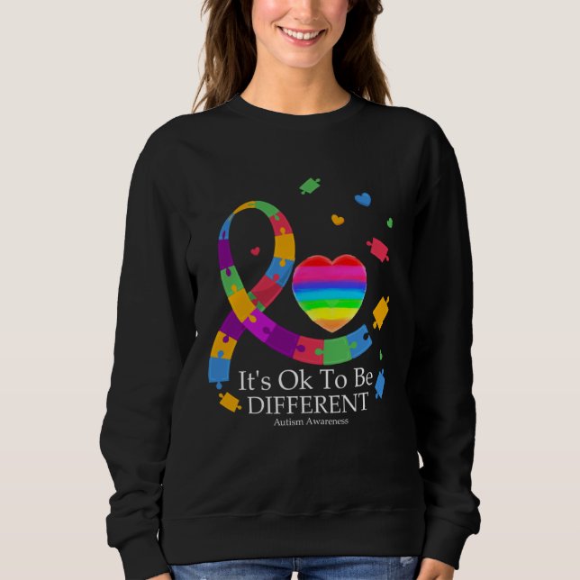 Autism Awareness It s Ok To Be Different Ribbon Pu T Shirt (Framsida)