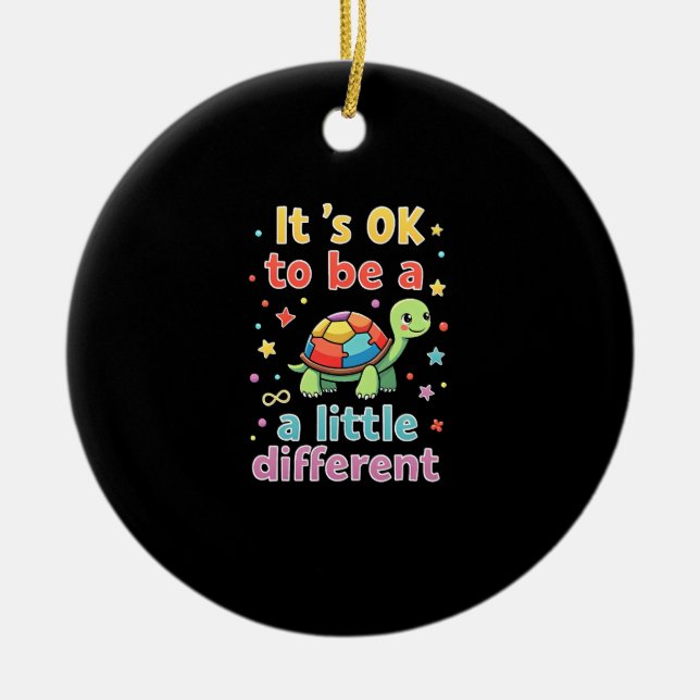Autism Awareness It's Ok To Be A Little Different  Julgransprydnad Keramik (Framsidan)