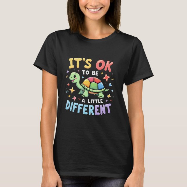Autism Awareness It's Ok To Be A Little Different  T Shirt (Framsida)
