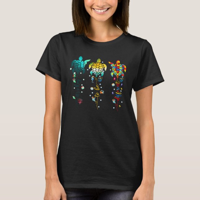 Autism Awareness Its Ok To Be Different Sea Turtle T Shirt (Framsida)