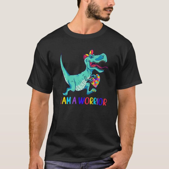 Autism Awareness Jag är en kritikör Rex Dino Puzzl T Shirt (Framsida)