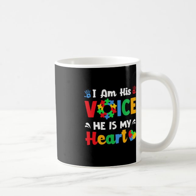 Autism Awareness Jag är hans röst han är mitt hjär Kaffemugg (Höger)
