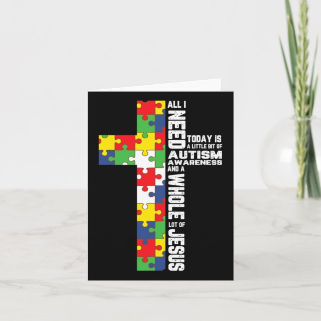 Autism Awareness Jesus Kor Puzzle Coola Christian Kort (Framsida)