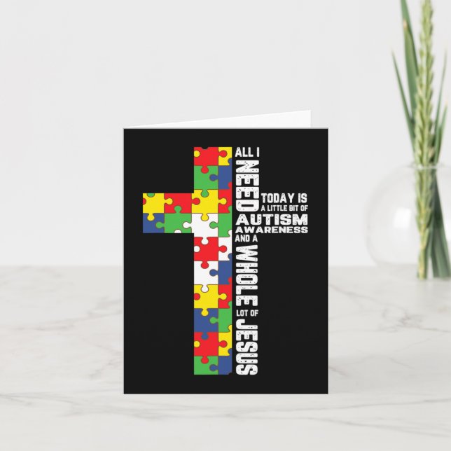 Autism Awareness Jesus Kor Puzzle Coola Christian Kort (Framsida)