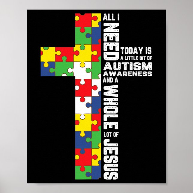 Autism Awareness Jesus Kor Puzzle Coola Christian Poster (Framsidan)