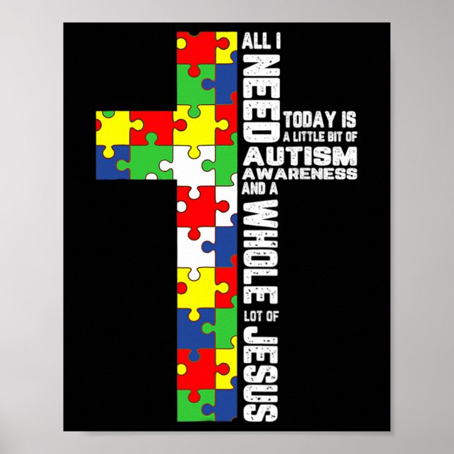 Autism Awareness Jesus Kor Puzzle Coola Christian Poster (Framsidan)