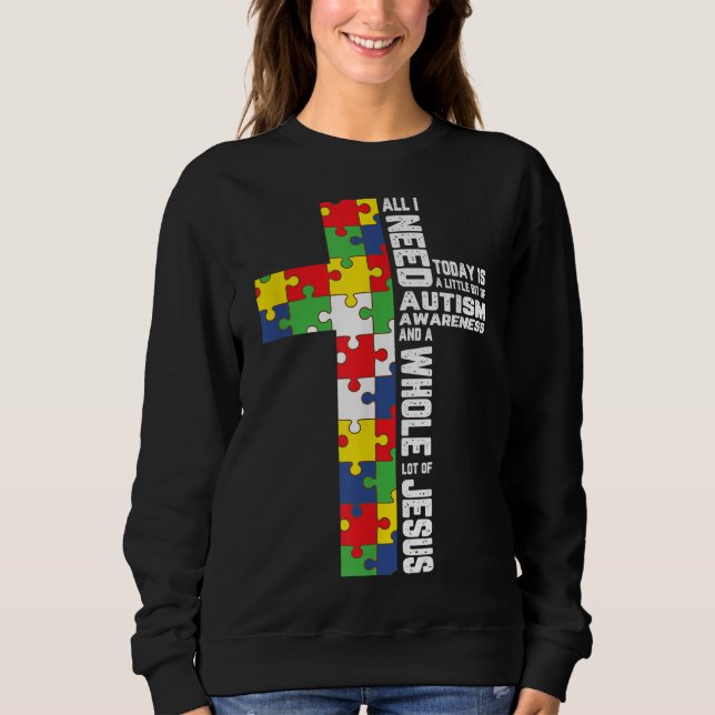 Autism Awareness Jesus Kor Puzzle Coola Christian T Shirt (Framsida)