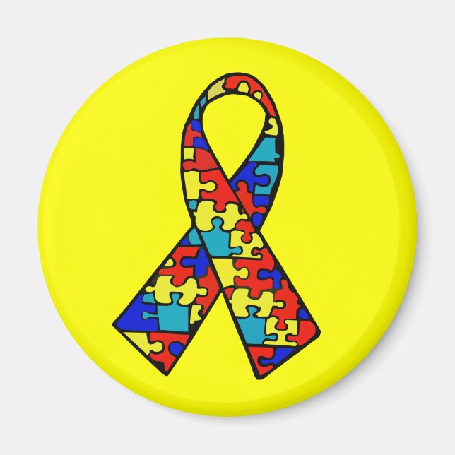 Autism Awareness Jigszle Puzzle Ribbon Products Magnet (Framsidan)