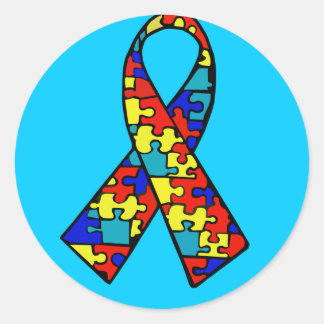 Autism Awareness Jigszle Puzzle Ribbon Products Runt Klistermärke