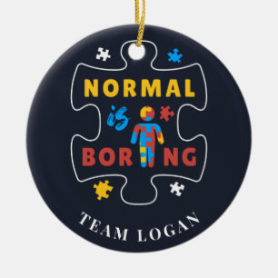 Autism Awareness jul Normal är Boring Julgransprydnad Keramik