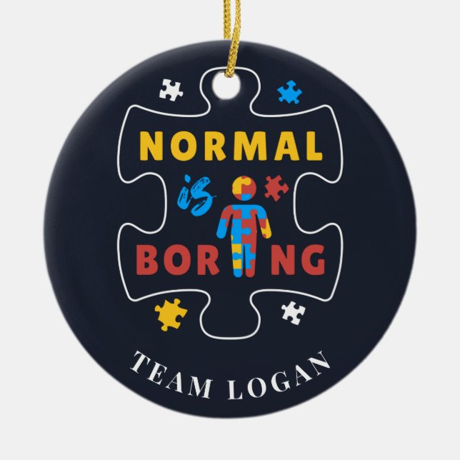 Autism Awareness jul Normal är Boring Julgransprydnad Keramik (Framsidan)